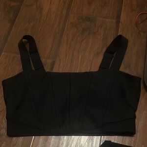 ALO Yoga Black Structured Crop Bralette with Wide Straps